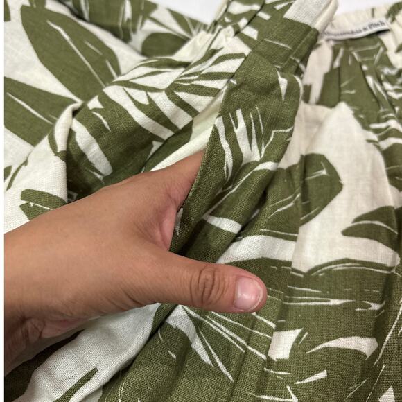 Abercrombie & Fitch Womens S Green Tropical Leaf Print Linen Blend Maxi Skirt - Picture 8 of 10